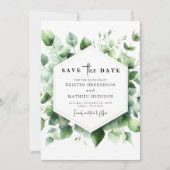 Moderne Leaf Eucalyptus Digital Wedding Save The Date (Vorderseite)