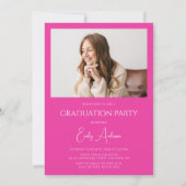 Moderne Leaf Hot Pink 2 Foto Graduation Party Einladung (Rückseite)