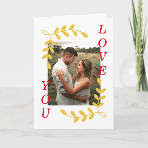 Moderne Leaf Kranz Liebe Sie Foto Weißer Valentine Karte