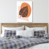 Moderne Leaf Silhouette Braun und Beige Mitte des Leinwanddruck (Insitu (Schlafzimmer))