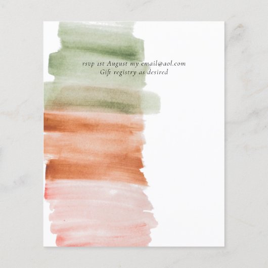 Moderne Leaf Watercolor WEDING Einladung (Rückseite)