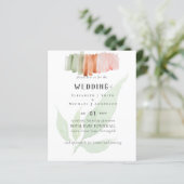 Moderne Leaf Watercolor WEDING Einladung (Stehend Vorderseite)
