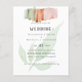 Moderne Leaf Watercolor WEDING Einladung (Vorderseite)