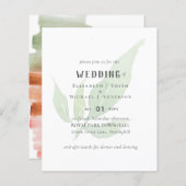 Moderne Leaf Watercolor WEDING Einladung (Vorne/Hinten)