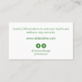 Moderne leaf White CBD Business Card Visitenkarte (Rückseite)