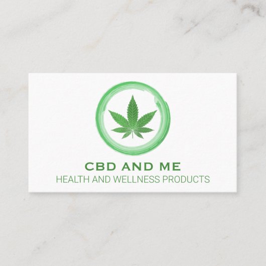 Moderne leaf White CBD Business Card Visitenkarte (Vorderseite)