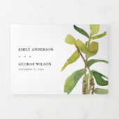 MODERNE LEAFENFAUNA GRÜNE SCHWARZE WASSERFARBE DREIFACH GEFALTETE EINLADUNG (Cover)