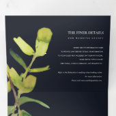 MODERNE LEAFENFAUNA GRÜNE SCHWARZE WASSERFARBE DREIFACH GEFALTETE EINLADUNG (Innen Erste Seite)