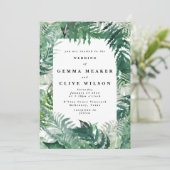 Moderne Leafy Greenerie Wasserfarbener Hochzeitsta Einladung (Stehend Vorderseite)