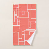 Moderne lebende Korallen & Abstrakte Geometrie Badhandtuch Set (Handtuch)