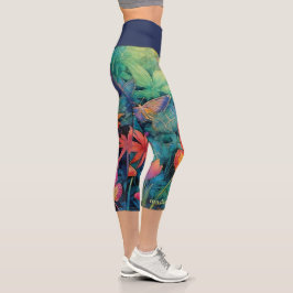 Moderne, lebendige Batik Wasserfarben Capri Leggings