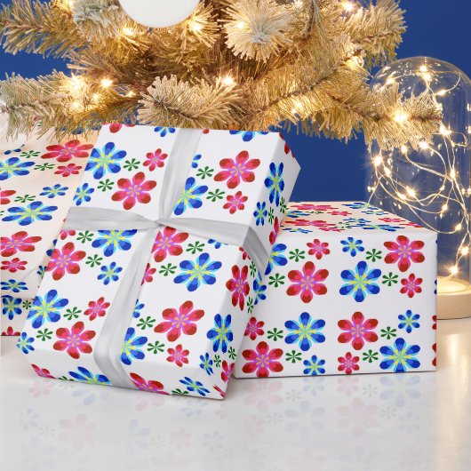 Moderne lebendige Blumenhochzeitsmuster, Geschenkpapier (Feiertage)