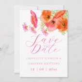 Moderne Lebendige Boho-Aquarell-Blumenhochzeit Save The Date (Vorderseite)