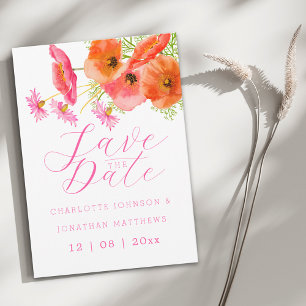 Moderne Lebendige Boho-Aquarell-Blumenhochzeit Save The Date