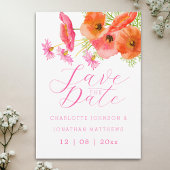 Moderne Lebendige Boho-Aquarell-Blumenhochzeit Save The Date
