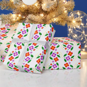Moderne lebendige florale nahtlose helle Botanik Geschenkpapier
