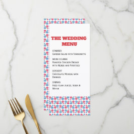 Moderne lebendige Flower Power Hochzeitsmuster, Menükarte