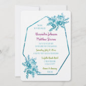 Moderne, lebendige Hochzeit des Fotos Ocean Blue F Einladung (Vorderseite)