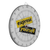 Moderne, lebendige, kühne Grafik von Express-Sie s Dartscheibe (Vorderseite Links)