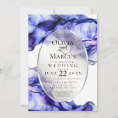 Moderne, lebendige Navy Pflaume Abstrakt Tinte Ein Einladung (Vorderseite)