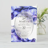 Moderne, lebendige Navy Pflaume Abstrakt Tinte Ein Einladung (Stehend Vorderseite)