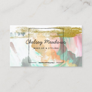 Moderne lebendige Pinselstriche & Gold-Glitter Visitenkarte
