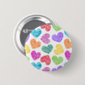 Moderne Lebendige Regenbogen-Doodle-Herzen Süßes M Button (Vorne & Hinten)
