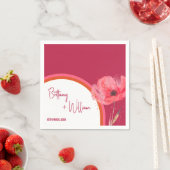 Moderne, lebendige, rosa, florale Sommerhochzeit Serviette (Beispiel)