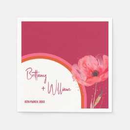 Moderne, lebendige, rosa, florale Sommerhochzeit Serviette