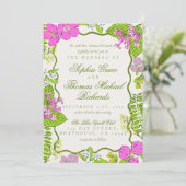 Moderne lebendige tropische botanische Hochzeit Einladung (Stehend Vorderseite)