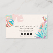 Moderne, lebendige tropische Motif Social Media Visitenkarte (Rückseite)