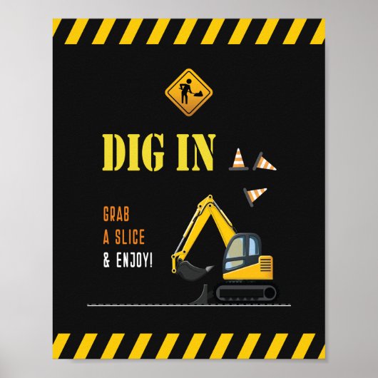 Moderne Lebensmittelzeichen Gelb-Bauweise Party De Poster (Vorne)