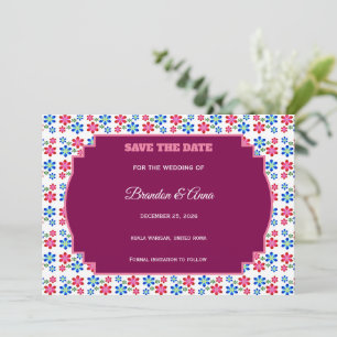 Moderne lebhafte Flower-Power-Hochzeitsmuster, Save The Date