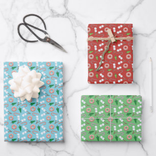 Moderne Leckerei und Baumuster Weihnachten Geschenkpapier Set