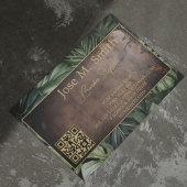 Moderne Ledergrün Stilvolle QR-Referenzkarte Visitenkarte