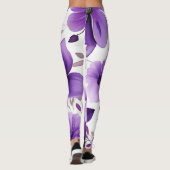 Moderne Leggings aus Weiß und lila Blumen (Rückseite)