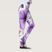 Moderne Leggings aus Weiß und lila Blumen (Rechts)