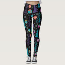 Moderne Leggings mit Bäumen und Ornamenten