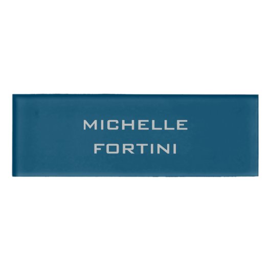 Moderne Legitimation Schlicht Ocean Blue Namenschild (Vorderseite)