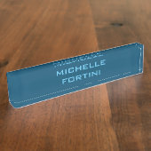 Moderne Legitimation Schlicht Ocean & Sky Blue Namensplakette (Seite)