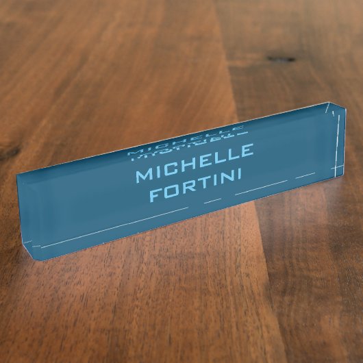 Moderne Legitimation Schlicht Ocean & Sky Blue Namensplakette (Seite)