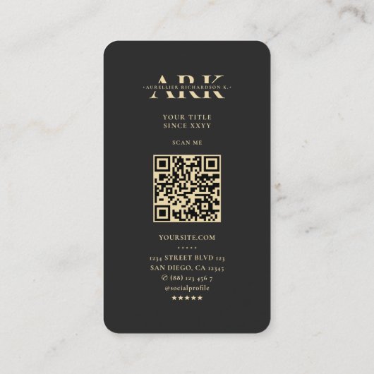 Moderne Lehrer Monogram Educate Black Visitenkarte (Rückseite)