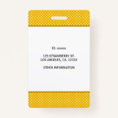 Moderne, leicht gelbe Polka Dots Beruflich Ausweis (Rückseite)