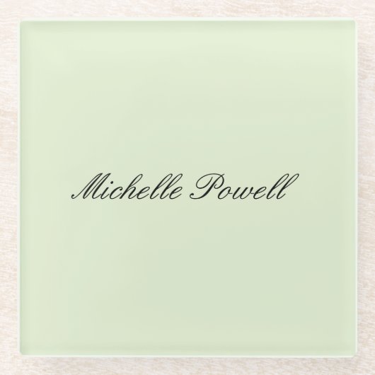 Moderne, leichte Pastellfarbe-Trend-Script Glasuntersetzer (Vorderseite)
