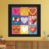 Moderne Leinwand mehrfarbige Herzen (Insitu (Wohnzimmer))