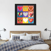 Moderne Leinwand mehrfarbige Herzen (Insitu (Schlafzimmer))