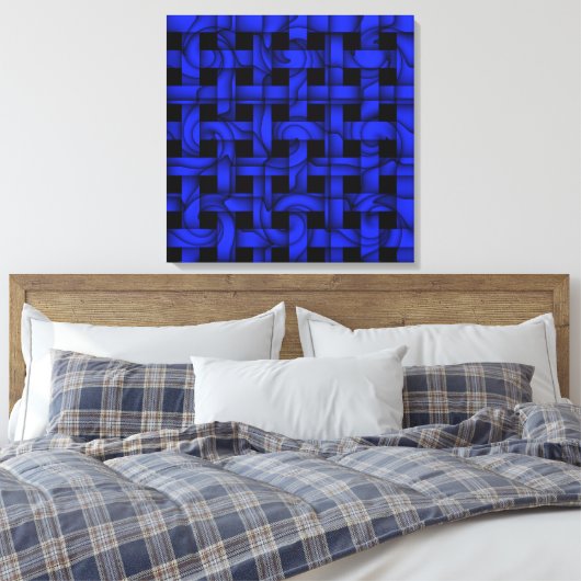 Moderne Leinwand mit blauem Muster - Kunst (Insitu (Schlafzimmer))