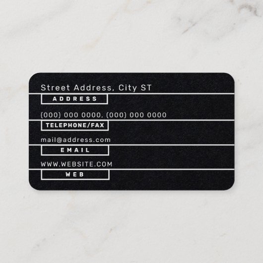 Moderne Leitungsabschnitte schwarze Visitenkarte (Rückseite)