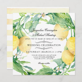 Moderne Lemon Blume Wreath Citrus Wedding Einladung