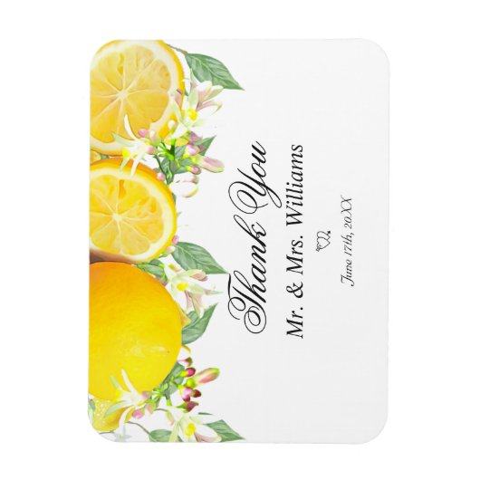 Moderne Lemon Boho Sommerhochzeit Danke Magnet (Vertikal)